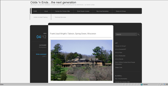 Odds and Ends, the next generation blog cover page